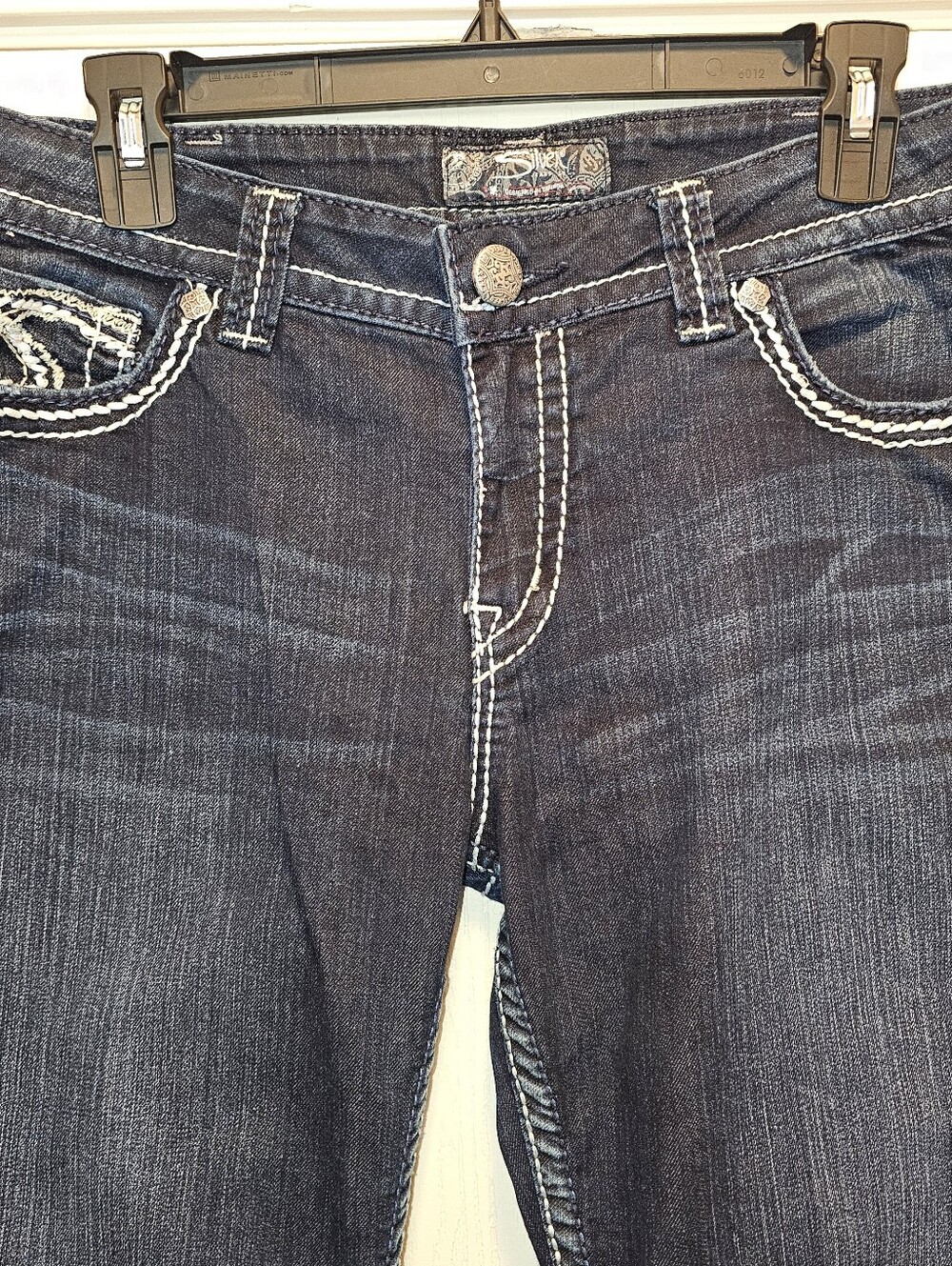 Silver Suki Skinny Jeans Womans Size 32 Dark Wash Denim Pants White Label Logo - Picture 2 of 6